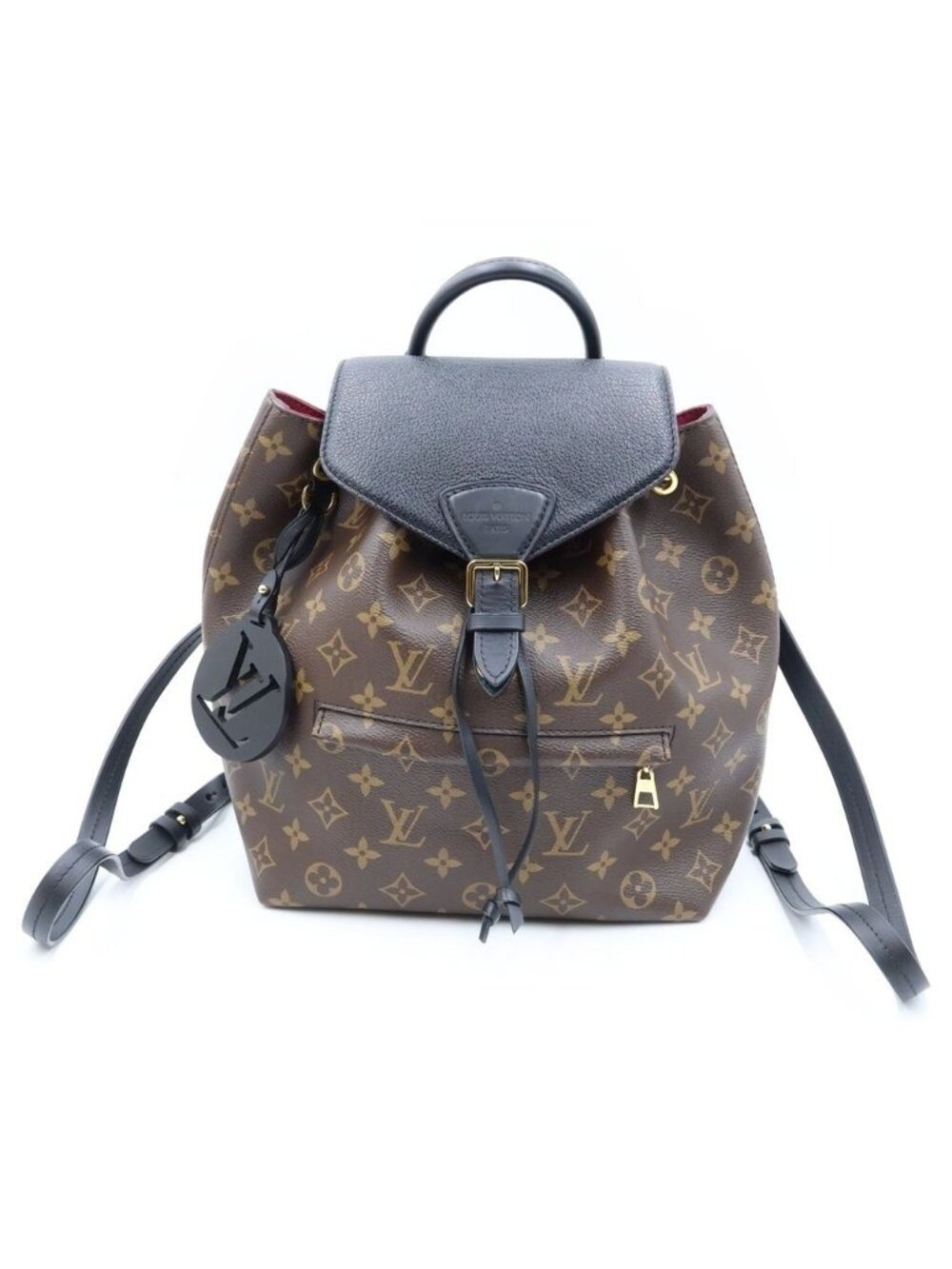 Louis Vuitton Monogram Montsouris NM Backpack Black Brown Leather Gold